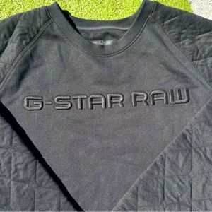 SUPER NICE G-STAR RAW BLACK ON BLACK QUILTED CREWNECK SWEATER XL PERFECT SHAPE
